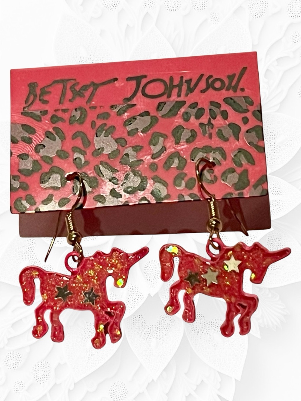 🌸 3/$30 🌸 Betsey Johnson Red Glitter Unicorn Dangle Earrings for Kids